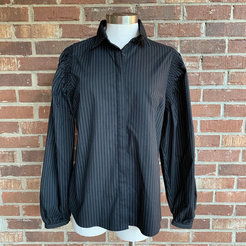 Worthington Black & White Striped Button Down